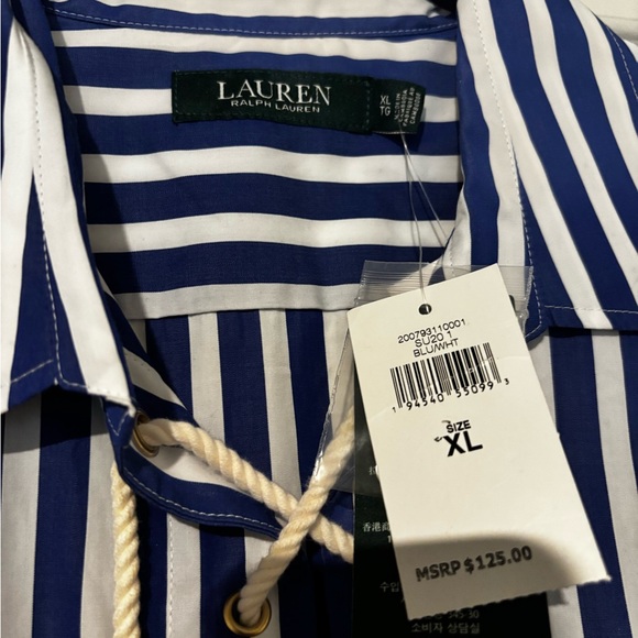 Ralph Lauren Navy and White Striped Button Down Shirt - Picture 5 of 5